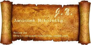 Janicsek Nikoletta névjegykártya